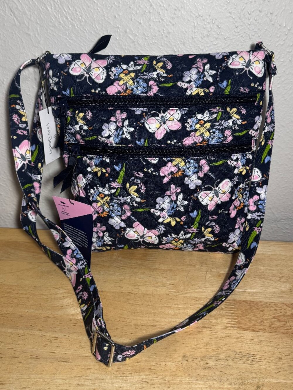 Vera Bradley Triple Zip Hipster in Bloom Boom Navy NWT